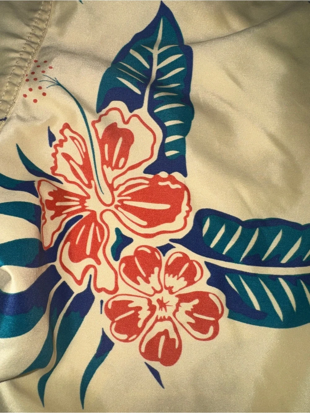 21MEN Men's Board Shorts 32 Beige Tropical Floral Drawstring Swim Bottoms